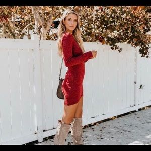 Vici Red Long Sleeve Listicle Dress - image 1